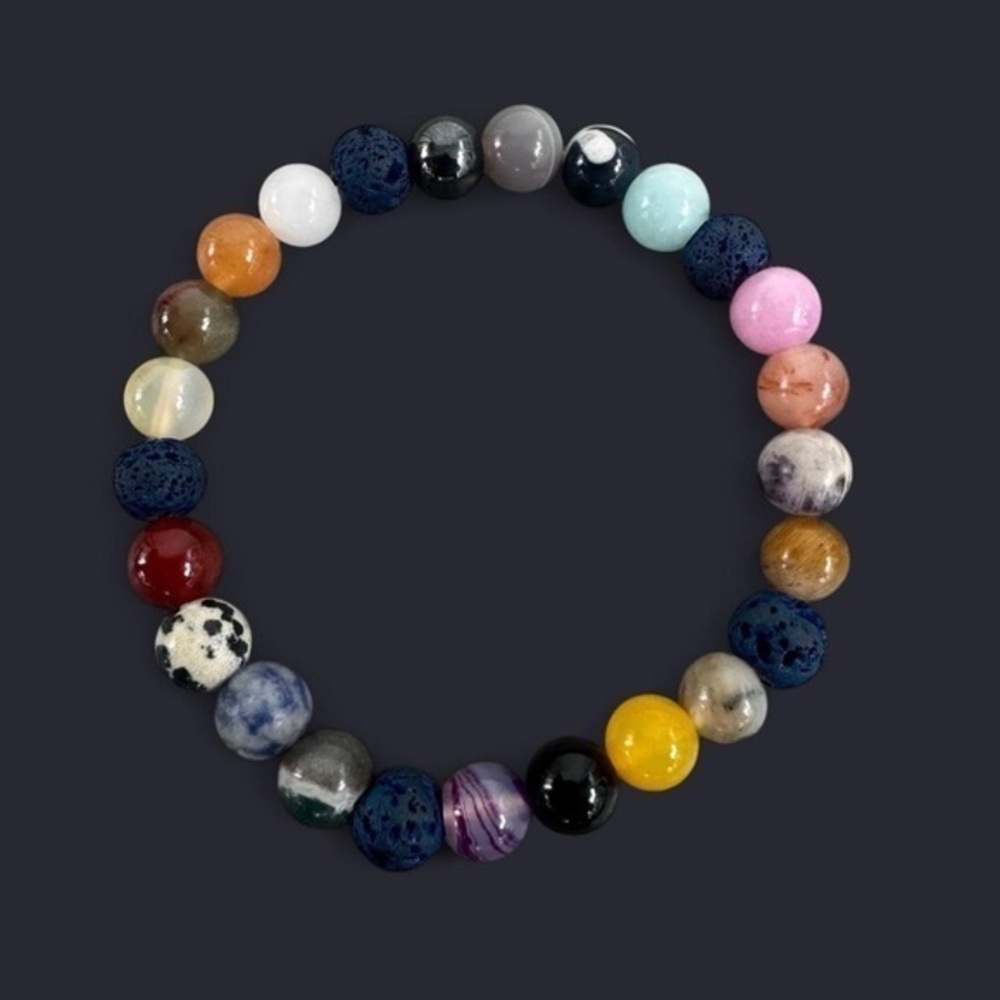 Mixed Gemstone Bead Bracelet 8mm